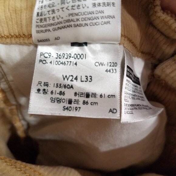 Levis Ribcage Boot Pants Beige Womens 24 Corduroy High Rise - Picture 10 of 10
